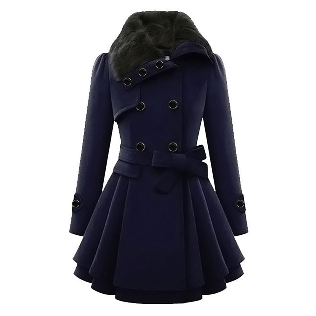 Women's Long Winter Jacket Quilted With Fur Collar and Comfortable Design