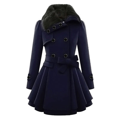Women's Long Winter Jacket Quilted With Fur Collar and Comfortable Design