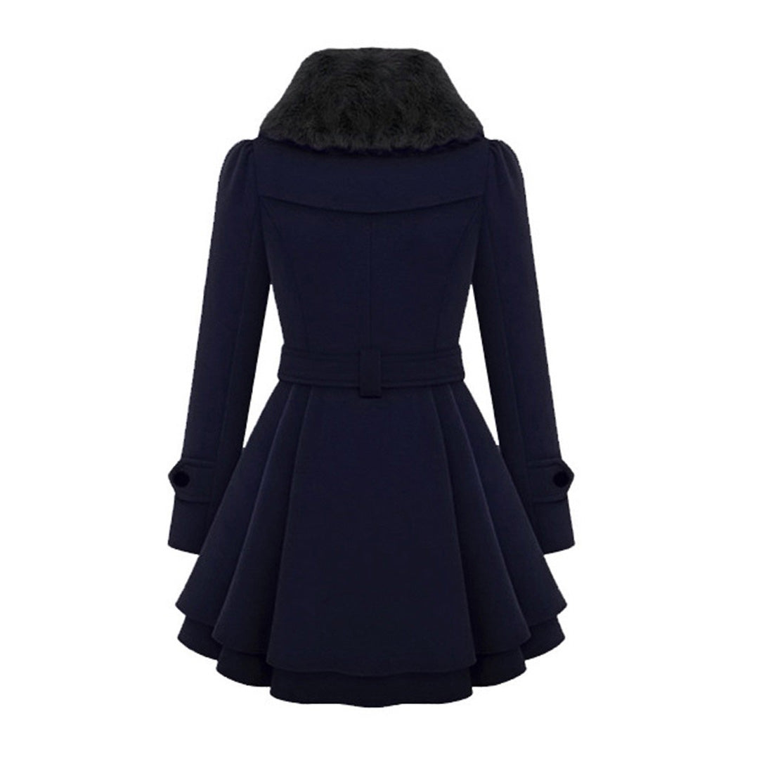 Women's Long Winter Jacket Quilted With Fur Collar and Comfortable Design