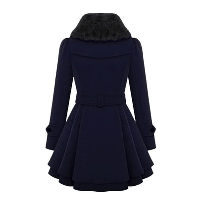 Women's Long Winter Jacket Quilted With Fur Collar and Comfortable Design
