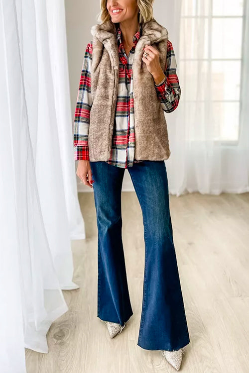 Women's Long-sleeved Checkered Blouse Shirt