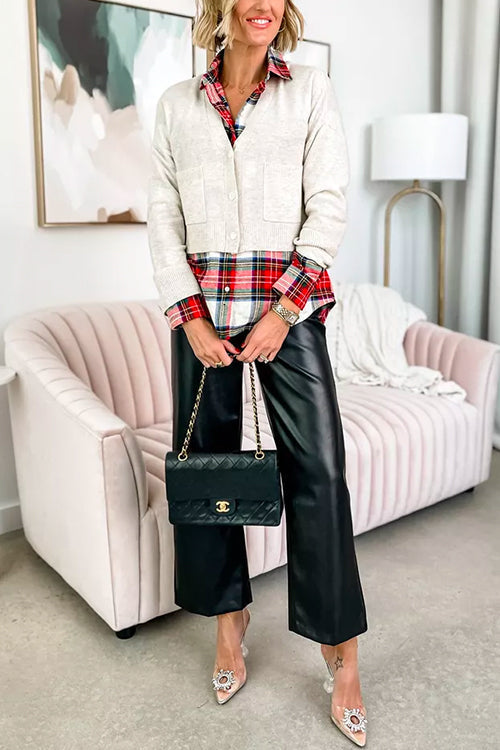 Women's Long-sleeved Checkered Blouse Shirt