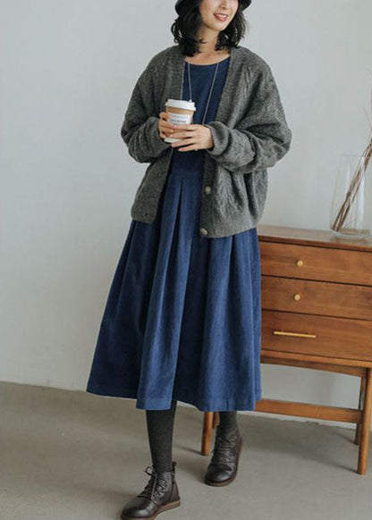 Women's Long-sleeved Cotton Midi Dress