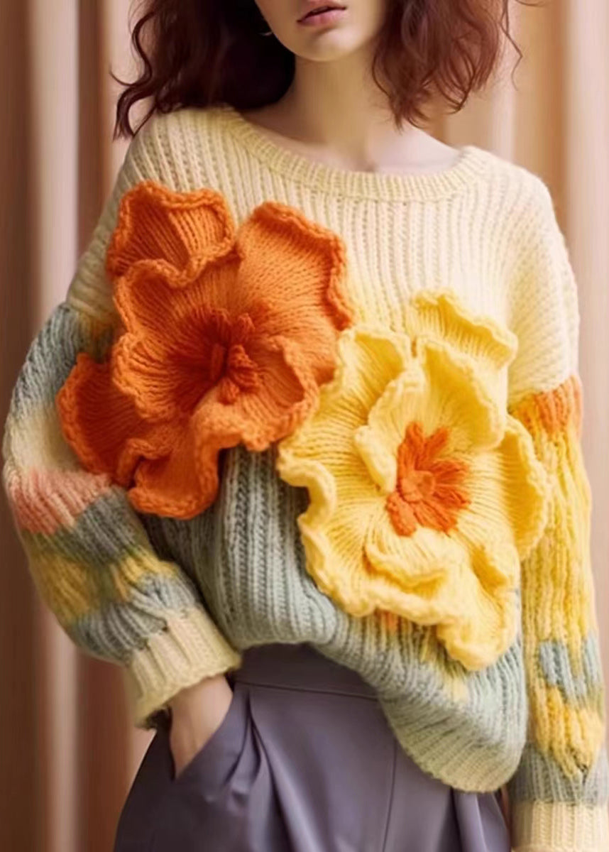 Women's Long-sleeved Floral Print Sweater