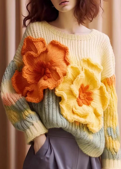 Women's Long-sleeved Floral Print Sweater