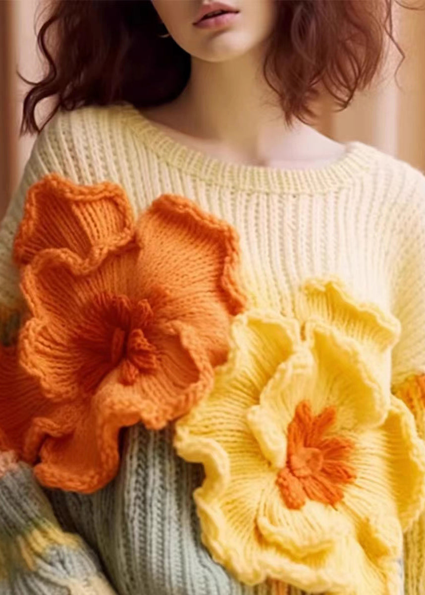 Women's Long-sleeved Floral Print Sweater