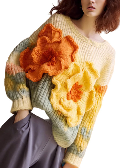 Women's Long-sleeved Floral Print Sweater