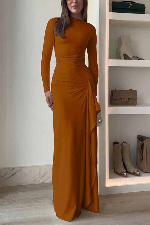 Women's Long-sleeved Maxi Party Dress with Slit