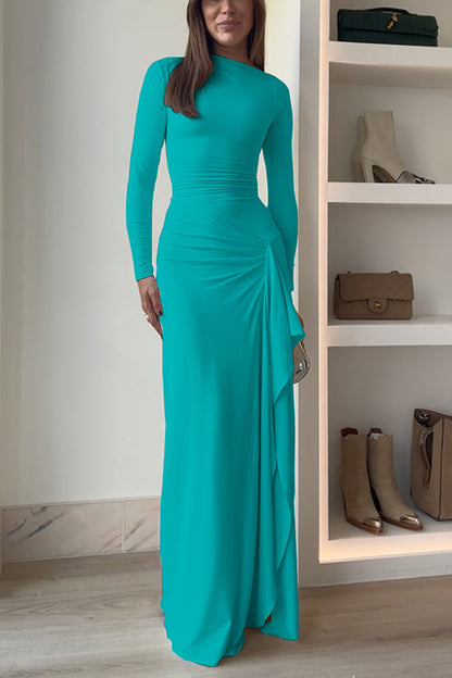 Women's Long-sleeved Maxi Party Dress with Slit