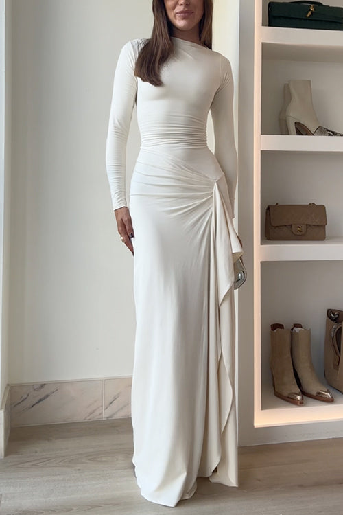 Women's Long-sleeved Maxi Party Dress with Slit