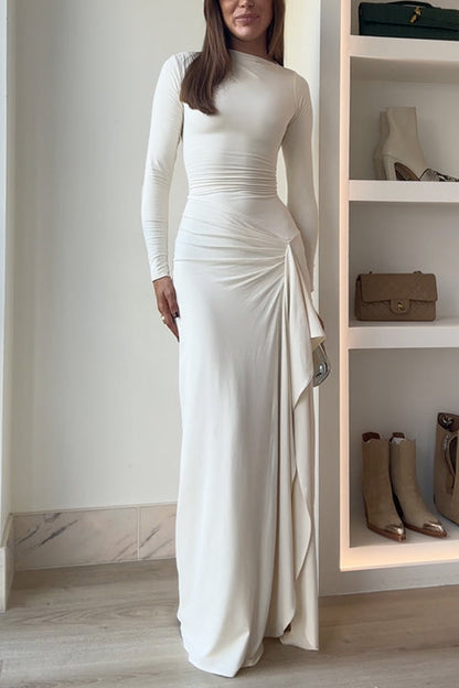 Women's Long-sleeved Maxi Party Dress with Slit