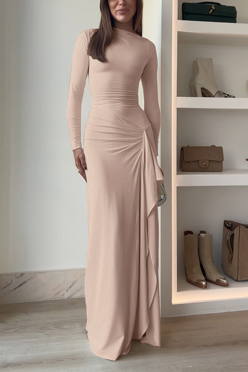 Women's Long-sleeved Maxi Party Dress with Slit