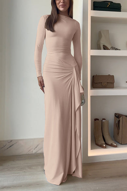 Women's Long-sleeved Maxi Party Dress with Slit