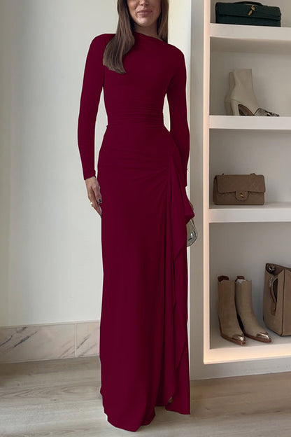 Women's Long-sleeved Maxi Party Dress with Slit