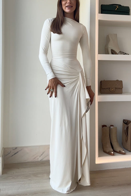 Women's Long-sleeved Maxi Party Dress with Slit