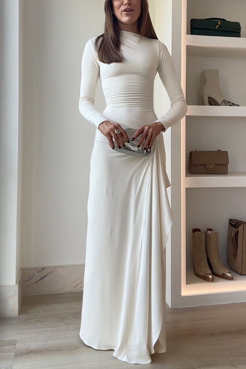 Women's Long-sleeved Maxi Party Dress with Slit