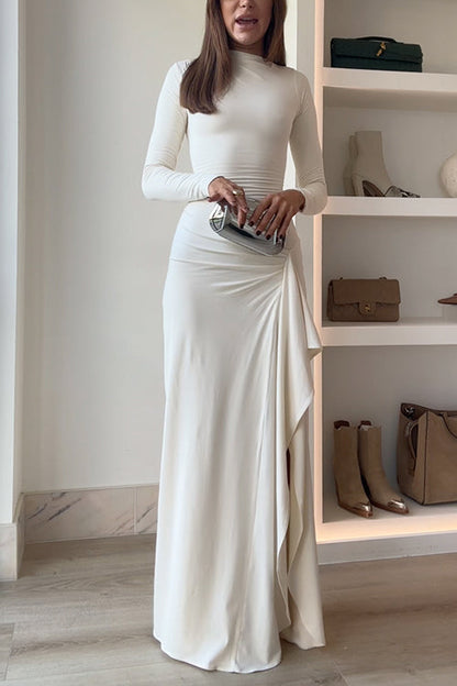Women's Long-sleeved Maxi Party Dress with Slit