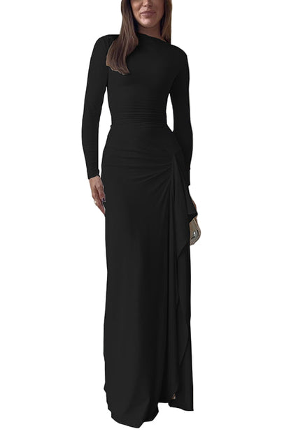 Women's Long-sleeved Maxi Party Dress with Slit