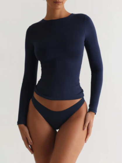 Women's Long-sleeved Round Neck Modal Top
