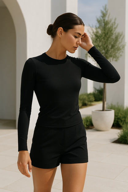 Women's Long-sleeved Round Neck Modal Top