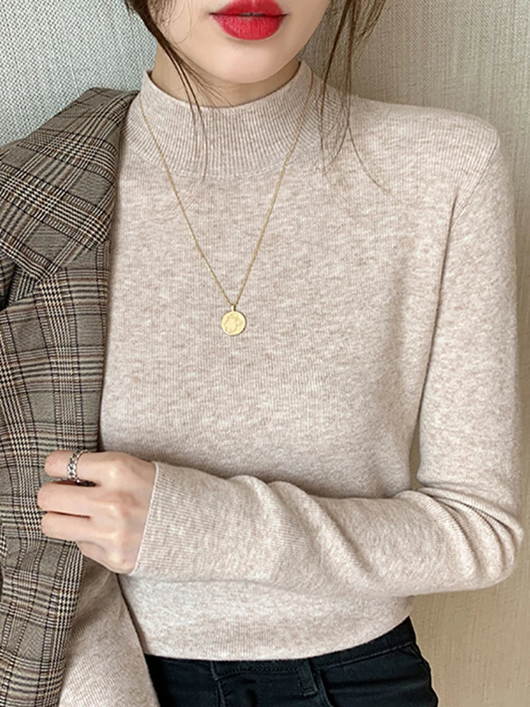 Women's Long-sleeved Turtleneck Sweater Knitted