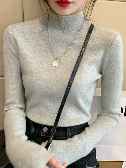 Women's Long-sleeved Turtleneck Sweater Knitted