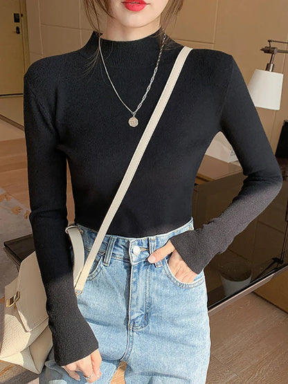 Women's Long-sleeved Turtleneck Sweater Knitted