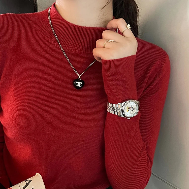 Women's Long-sleeved Turtleneck Sweater Knitted