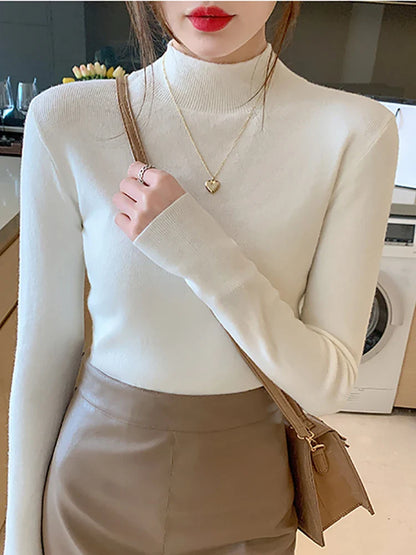 Women's Long-sleeved Turtleneck Sweater Knitted
