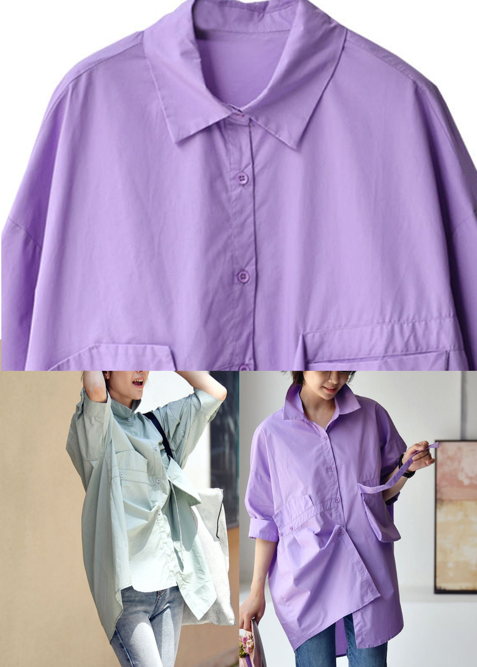 Women's Long-sleeved shirt with Peter Pan collar