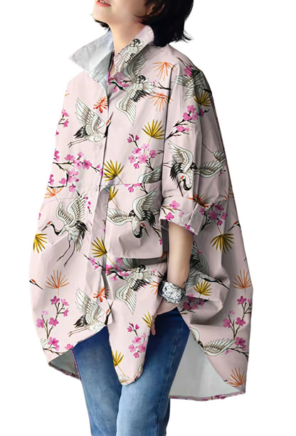 Women's Long-sleeved shirt with Peter Pan collar