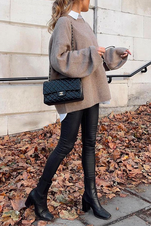 Women's Loose-fitting Sweater with Round Neck