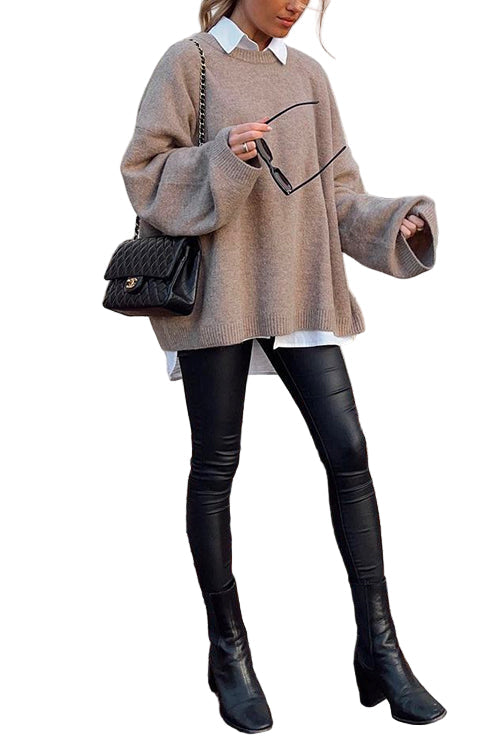 Women's Loose-fitting Sweater with Round Neck