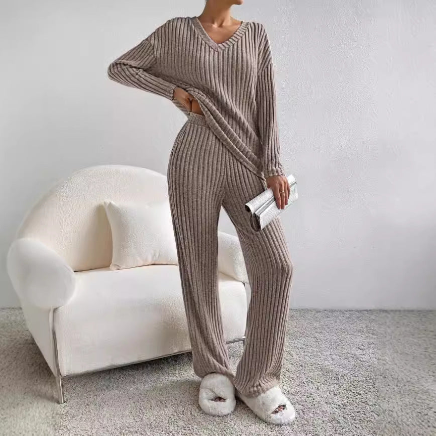 Women's Lounge Set Ribbed Knit Comfort