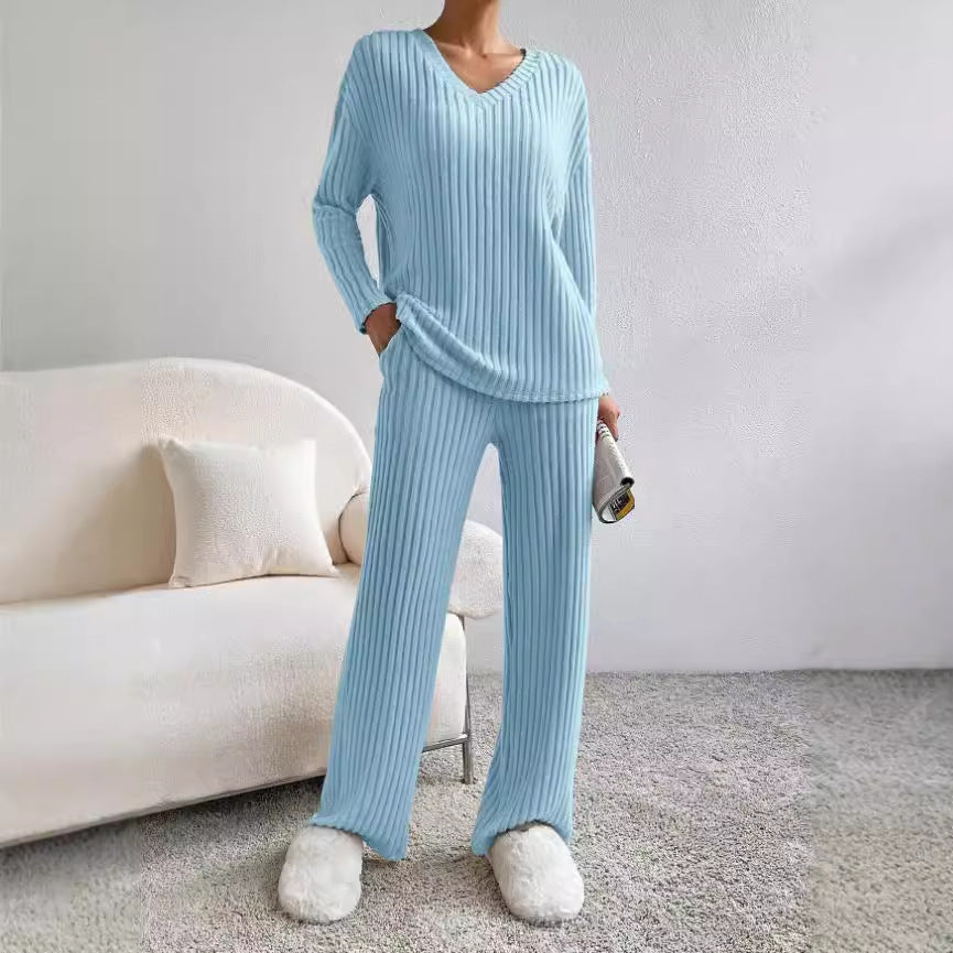 Women's Lounge Set Ribbed Knit Comfort