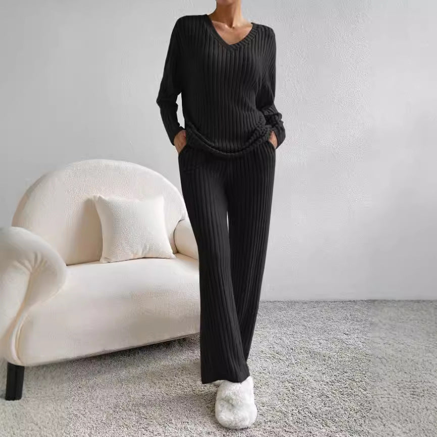 Women's Lounge Set Ribbed Knit Comfort