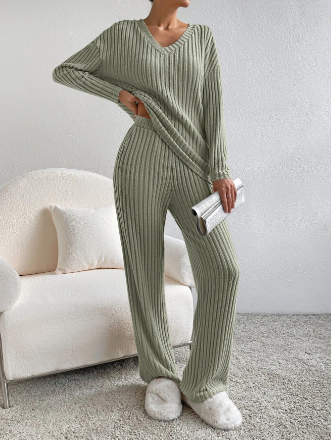 Women's Lounge Set Ribbed Knit Comfort