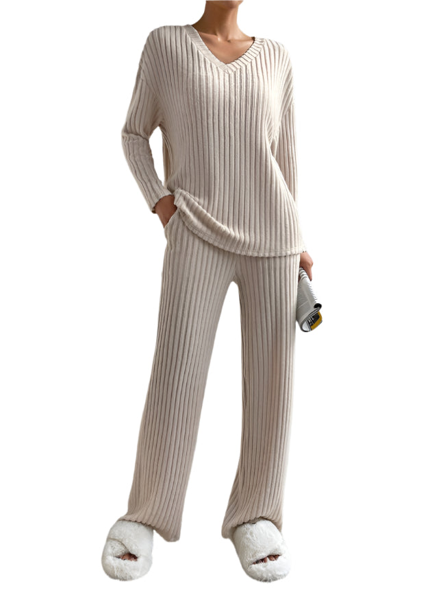 Women's Lounge Set Ribbed Knit Comfort