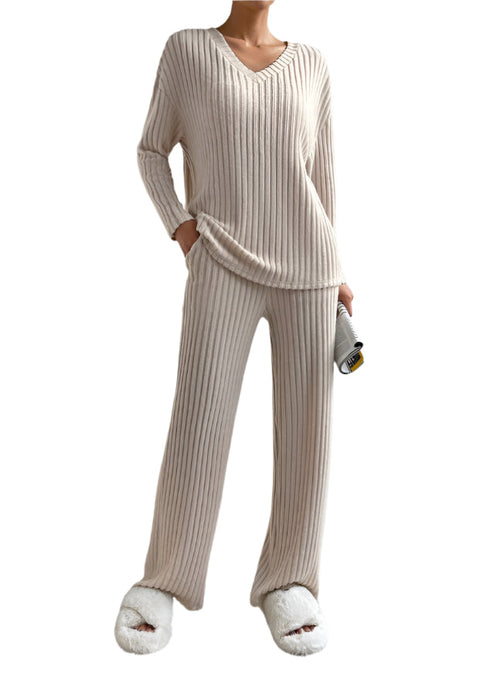 Women's Lounge Set Ribbed Knit Comfort