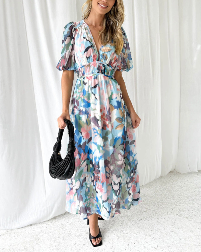Women's Maxi Dress Floral Print Breathable for Summer Occasions