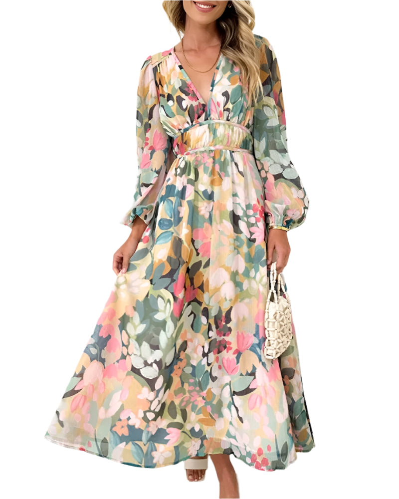 Women's Maxi Dress Floral Print Breathable for Summer Occasions