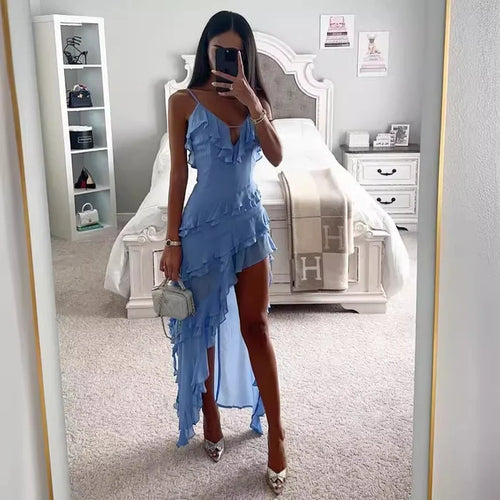 Women's Maxi Dress Flowing With Ruffles Summer Luxury Fabric