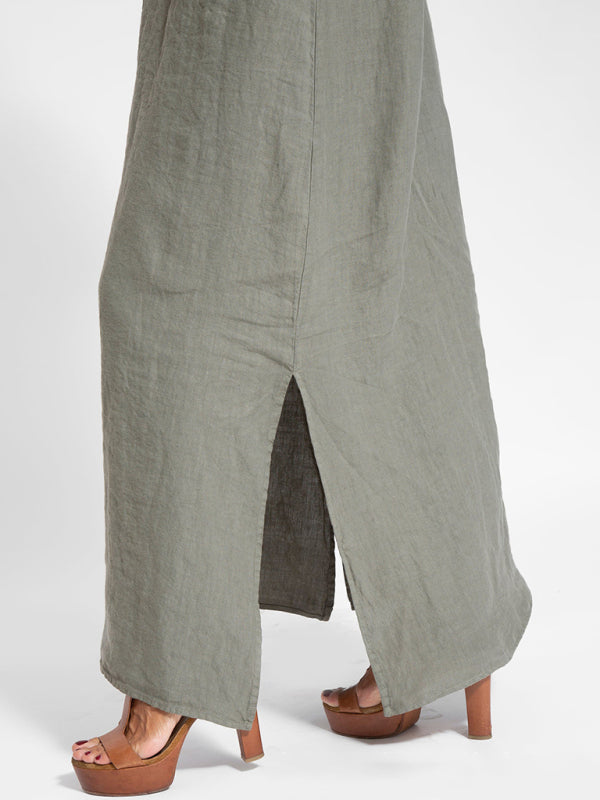 Women's Maxi Dress Halter Style Cotton Linen Look