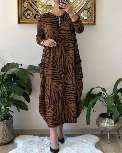 Women's Maxi Dress Long Sleeves Cotton Blend Loose Style