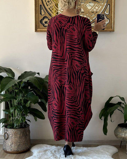 Women's Maxi Dress Long Sleeves Cotton Blend Loose Style