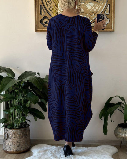 Women's Maxi Dress Long Sleeves Cotton Blend Loose Style