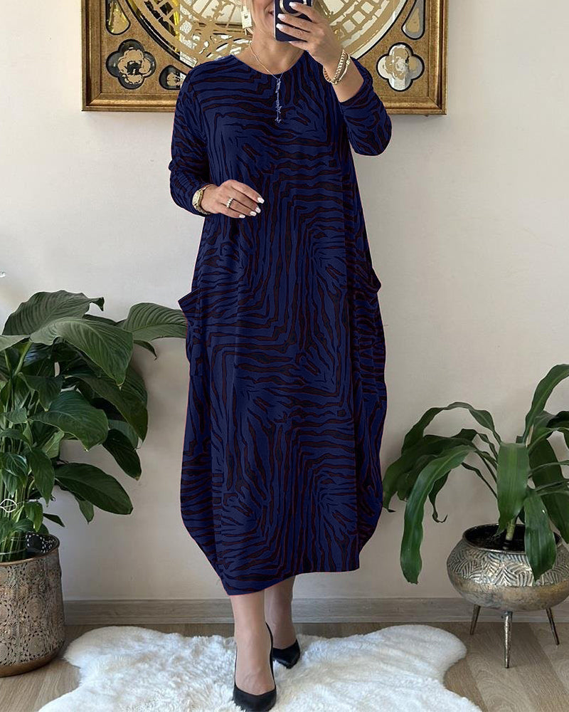 Women's Maxi Dress Long Sleeves Cotton Blend Loose Style