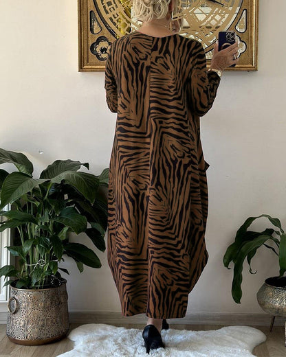 Women's Maxi Dress Long Sleeves Cotton Blend Loose Style
