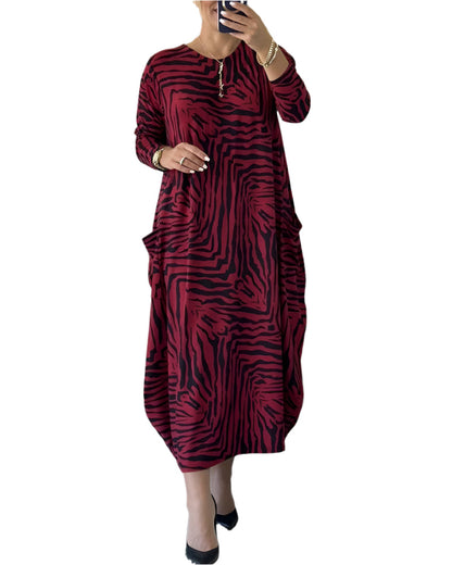 Women's Maxi Dress Long Sleeves Cotton Blend Loose Style