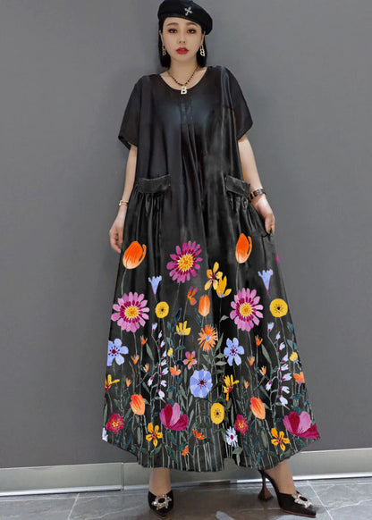 Women's Maxi Dress Loose O-Neck for Summer Style